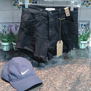 Vibrant MIU Distressed shorts and Free Baseball Ca